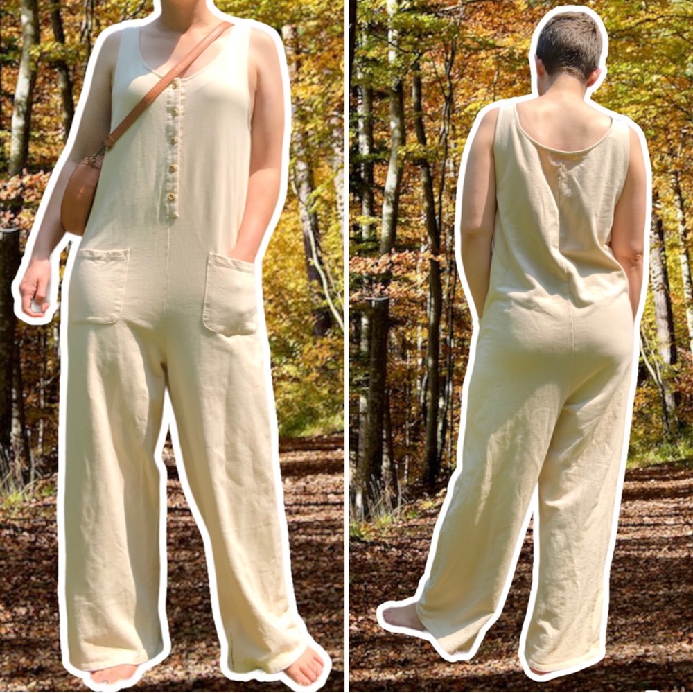 Dolkii Sleveless Terry Luna Jumpsuit in Coconut, Size S